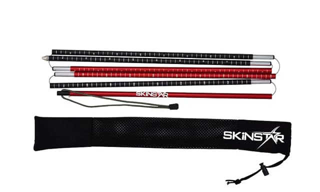 Sonde d’avalanche SkinStar en aluminium léger, 260 cm, repliée avec sa housse en nylon