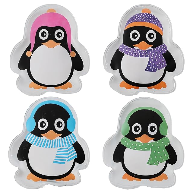 Lot Cepewa de quatre chaufferettes de poche en forme de pingouin
