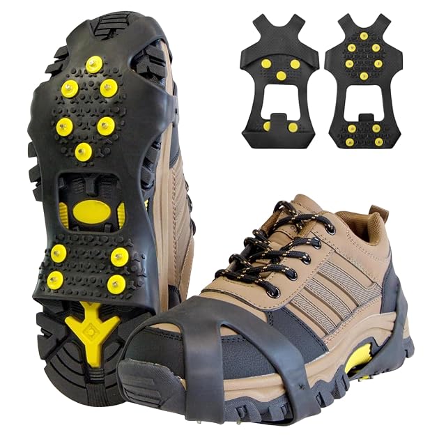 Crampons de chaussures WSOAFVK noirs en caoutchouc à dix picots métalliques