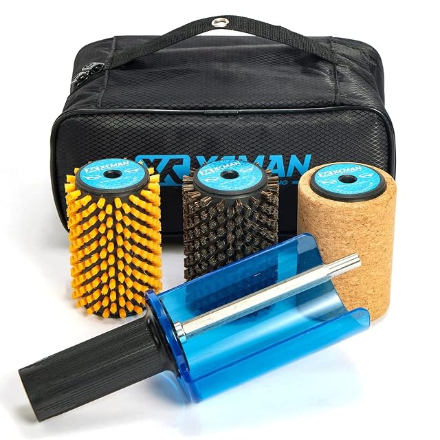 Jeu de brosses rotatives XCMAN en nylon, crin et liège, avec manche et mallette