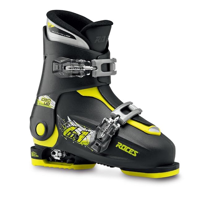 Chaussure de ski enfant réglable Roces Idea Up, noire et vert citron
