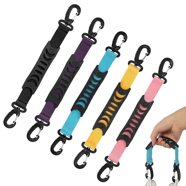 Lot DELAESI de cinq lanières de portage colorées à boucles