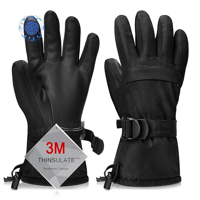 Gants de ski d’hiver imperméables Odtmger noirs