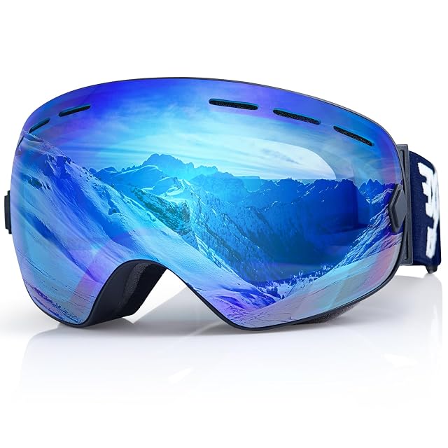 Masque de ski sans cadre EXP VISION bleu à écran sphérique REVO