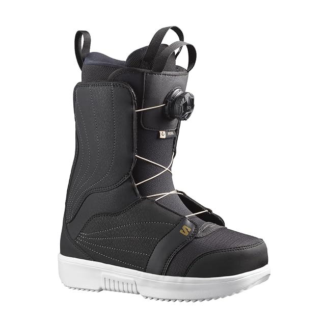Boot de snowboard femme Salomon Pearl BOA noire, blanche et or